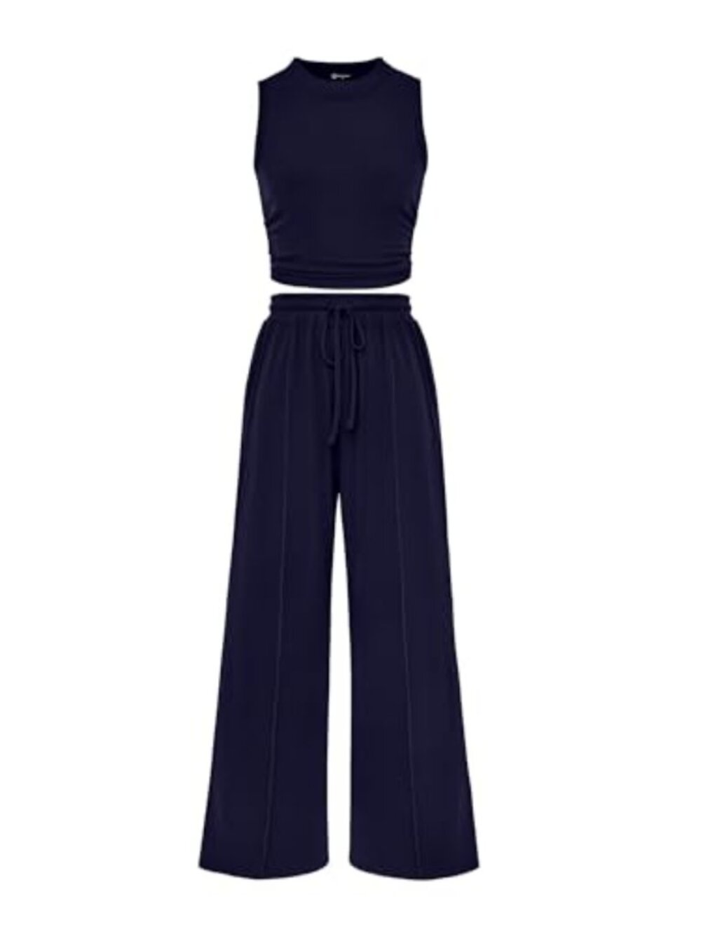 PRETTYGARDEN 2 Piece Lounge Set Sleeveless Tank Top Wide Leg Pants Ribbed Knit